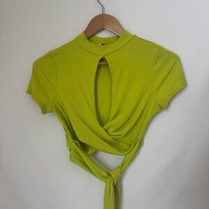 Windsor Lime Green Keyhole Wrap Crop Top